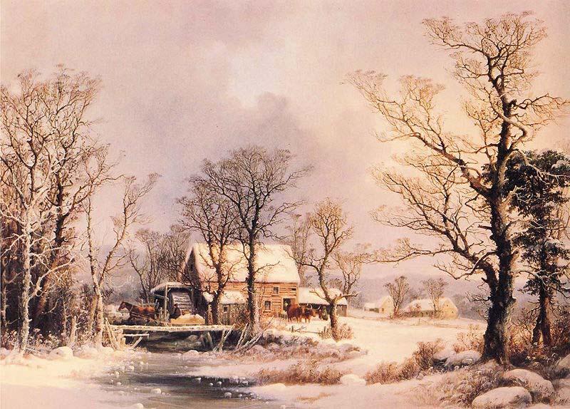George Henry Durrie Winter in the Country, The Old Grist Mill France oil painting art